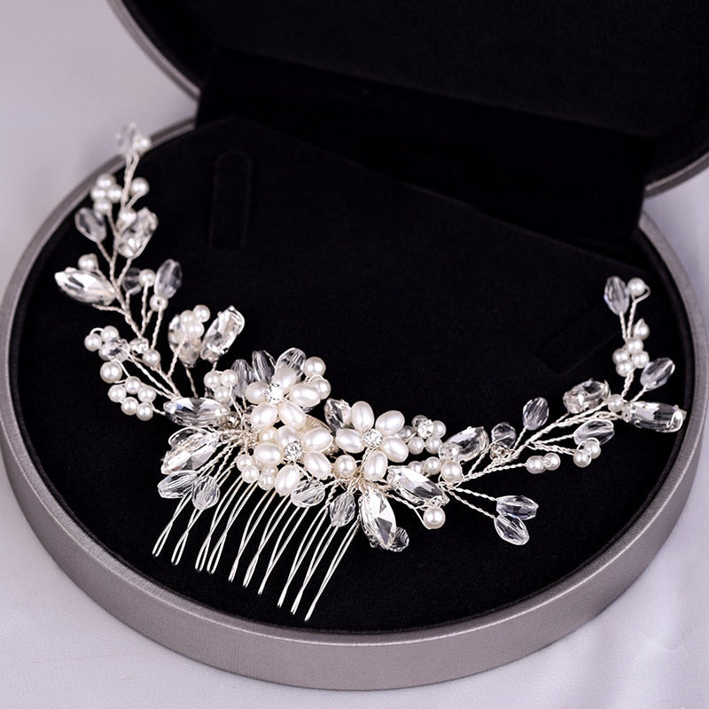 Rhinestone Bridal Hair Comb Pearl Tiaras - Orchid Unique  Orchid Unique 