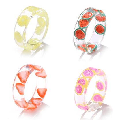 Colorful Transparent Resin Acrylic Rings Set - Orchid Unique 