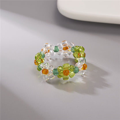 Colorful Bohemia Handmade Flower Ring - Orchid Unique 