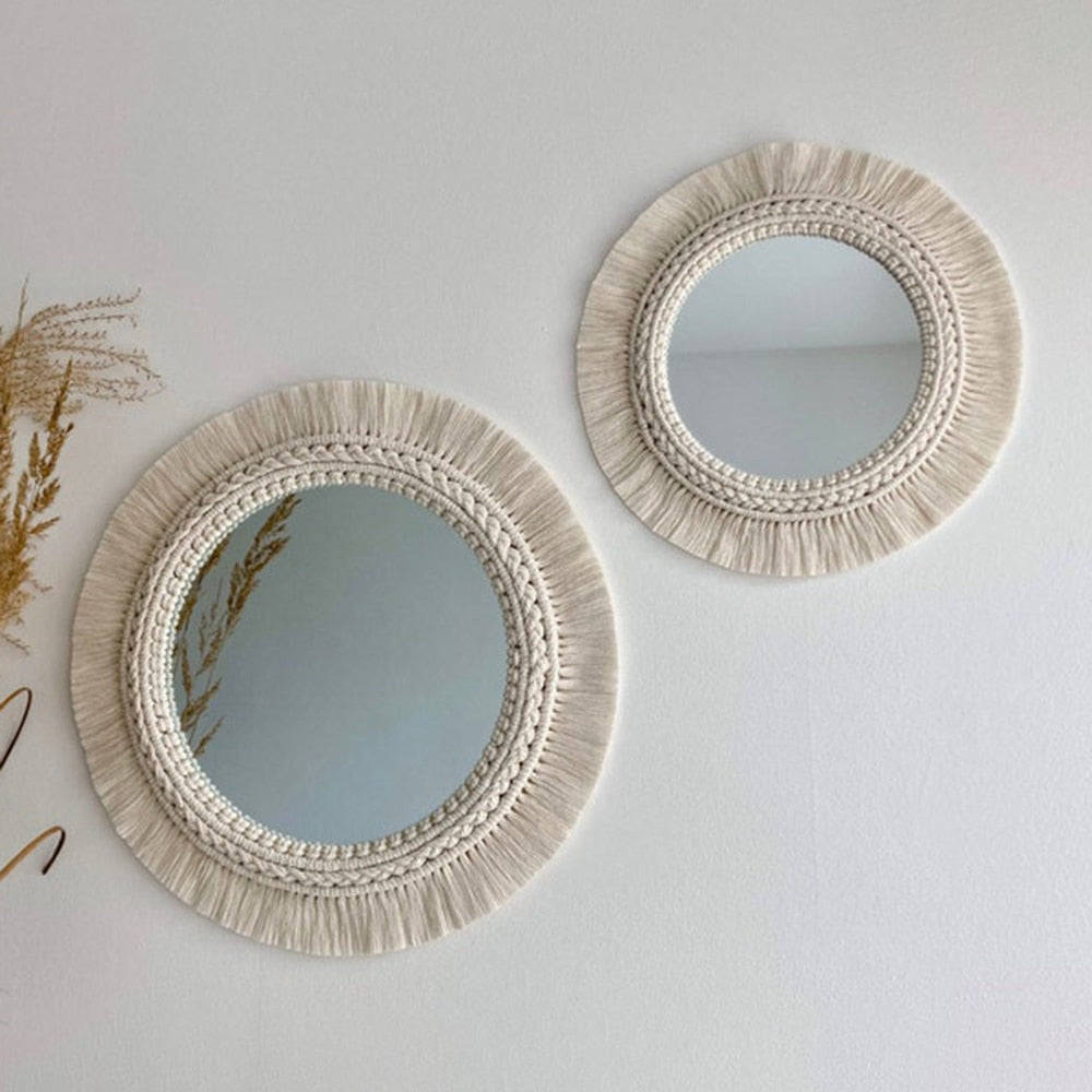 Boho Wall-Decorative Mirror Macrame Fringe - Orchid Unique 