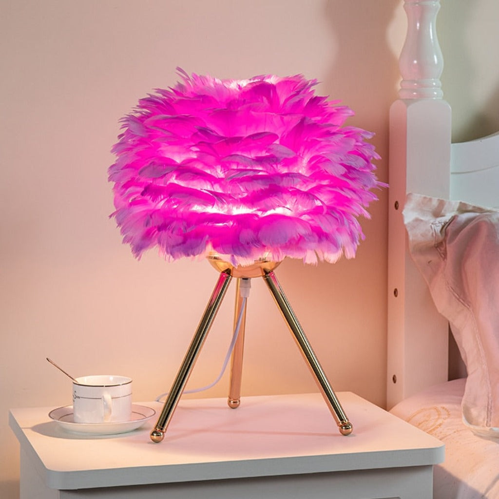 Feather Bedroom Table Lamp - Orchid Unique 