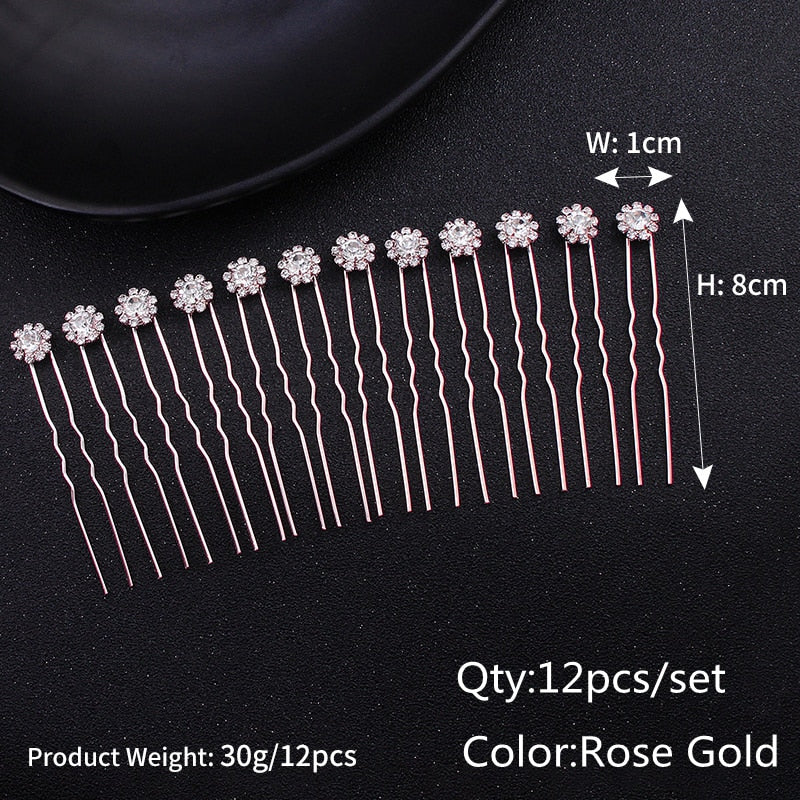 Efily Bridal Wedding Hair Accessories Rhinestone Hair Pins Forks for Women Pearl Hairpins Bride Headpiece Party Jewelry Gift - Orchid Unique  Orchid Unique 