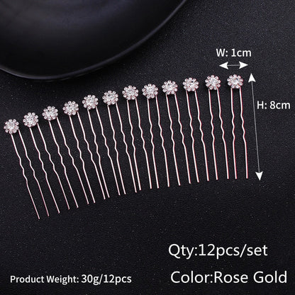 Efily Bridal Wedding Hair Accessories Rhinestone Hair Pins Forks for Women Pearl Hairpins Bride Headpiece Party Jewelry Gift - Orchid Unique 