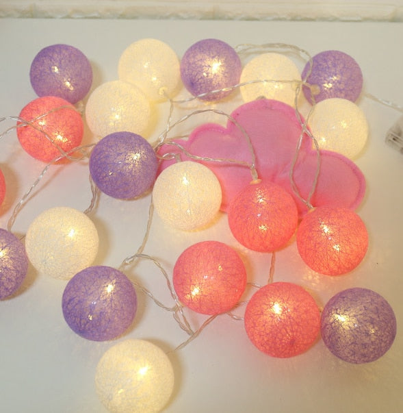 3M 20 LEDS Cotton Ball Garlands Fairy Lights - Orchid Unique 