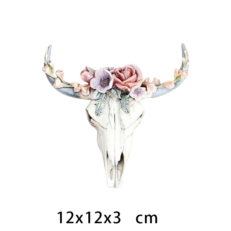 Resin Flower Cow Skull Head Wall Hanging - Orchid Unique  Orchid Unique 