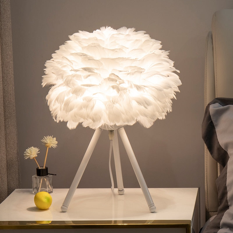 Feather Bedroom Table Lamp - Orchid Unique 