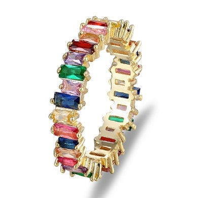 Top Quality Colorful Rainbow CZ Ring - Orchid Unique 