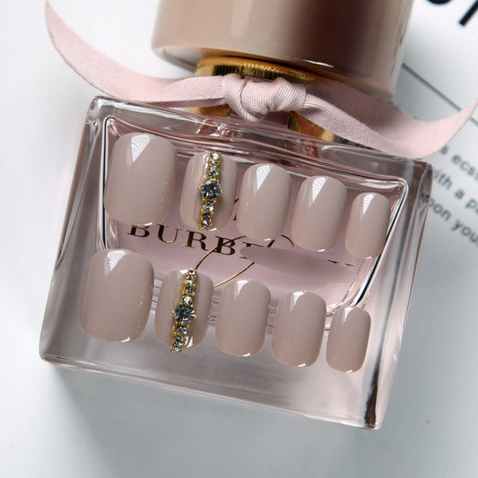 Rhinestone Design Artificial Nails - Orchid Unique 