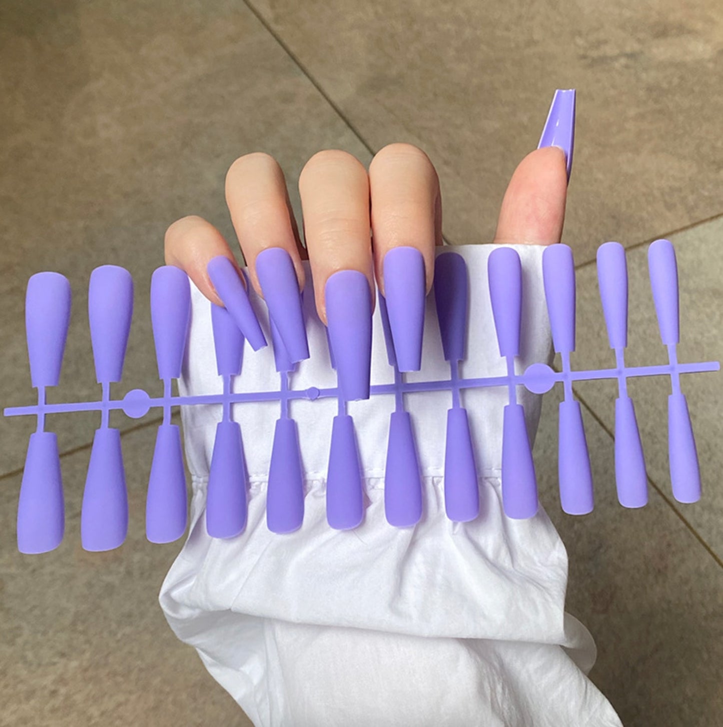 Matte Super Long Coffin False Nails - Orchid Unique  Orchid Unique 