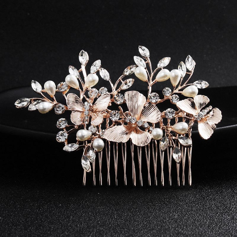 Rhinestone Bridal Hair Comb Pearl Tiaras - Orchid Unique  Orchid Unique 