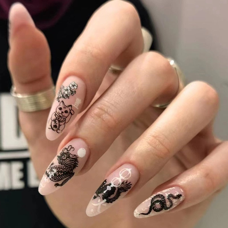 Fake Nails With stylish Decorations - Orchid Unique  Orchid Unique 