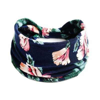 Boho Flower Print Wide Headbands - Orchid Unique  Orchid Unique 