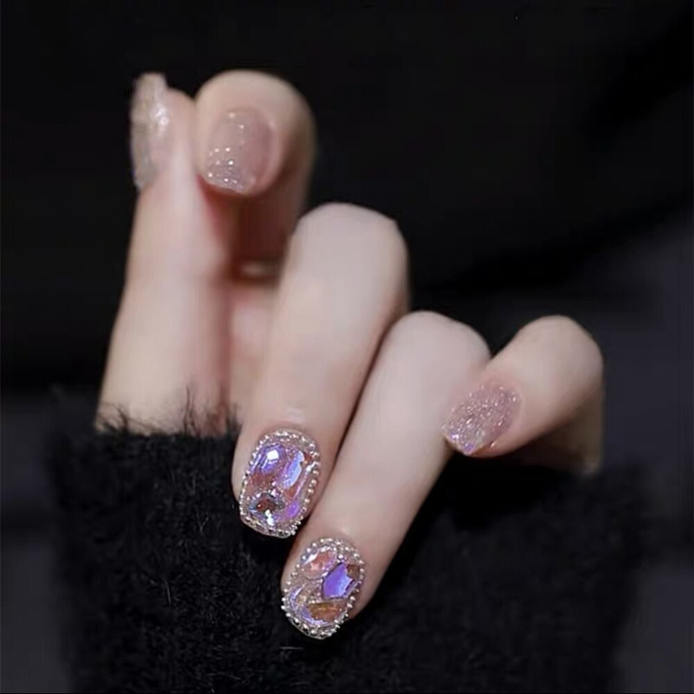 Short Fake Nails With Glue - Orchid Unique  Orchid Unique 