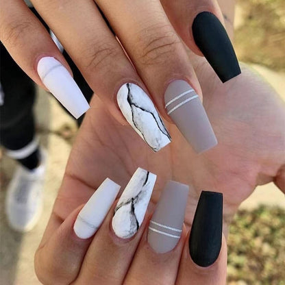 Fake Nails With stylish Decorations - Orchid Unique 