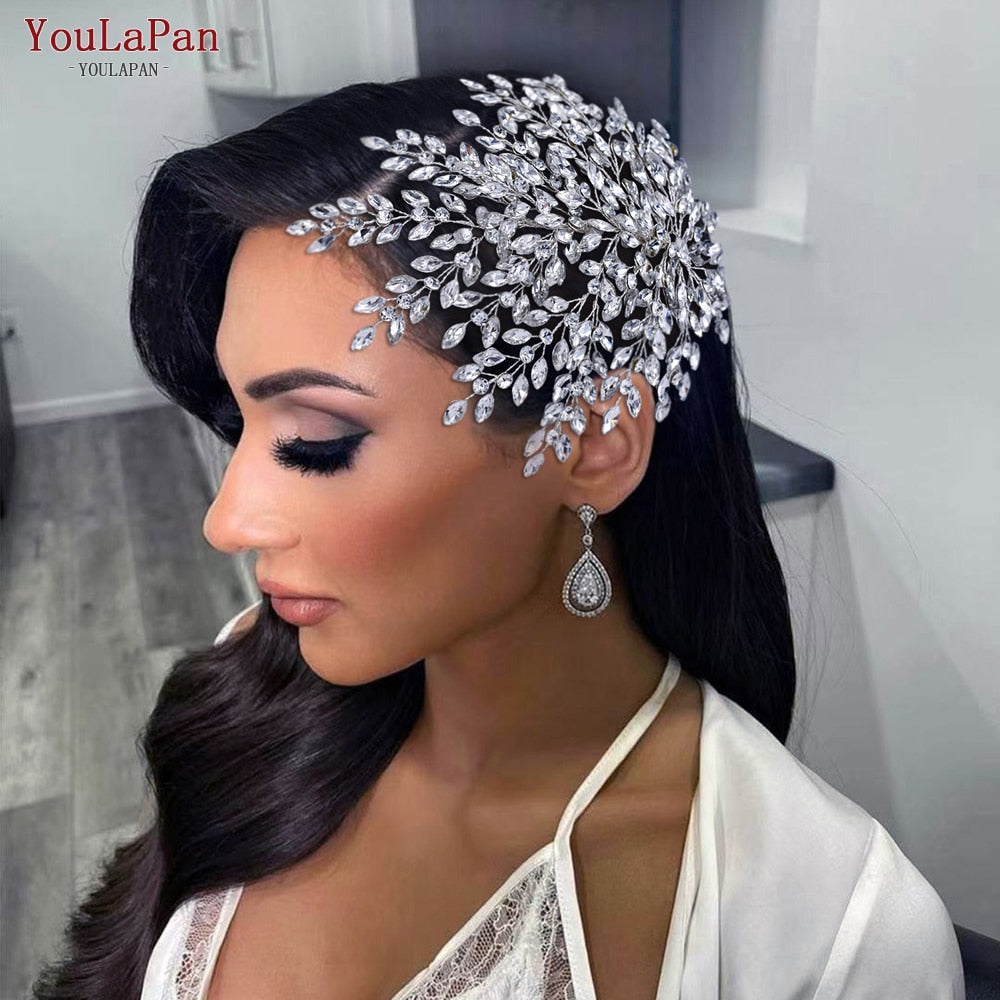 YouLaPan HP438 Shiny Bridal Headdress Luxury Wedding Headband Women Hair Accessories Queen Headpiece Party Banquet Headwear - Orchid Unique  Orchid Unique 