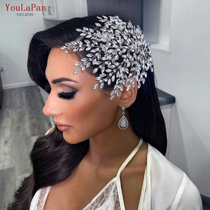 YouLaPan HP438 Shiny Bridal Headdress Luxury Wedding Headband Women Hair Accessories Queen Headpiece Party Banquet Headwear - Orchid Unique 