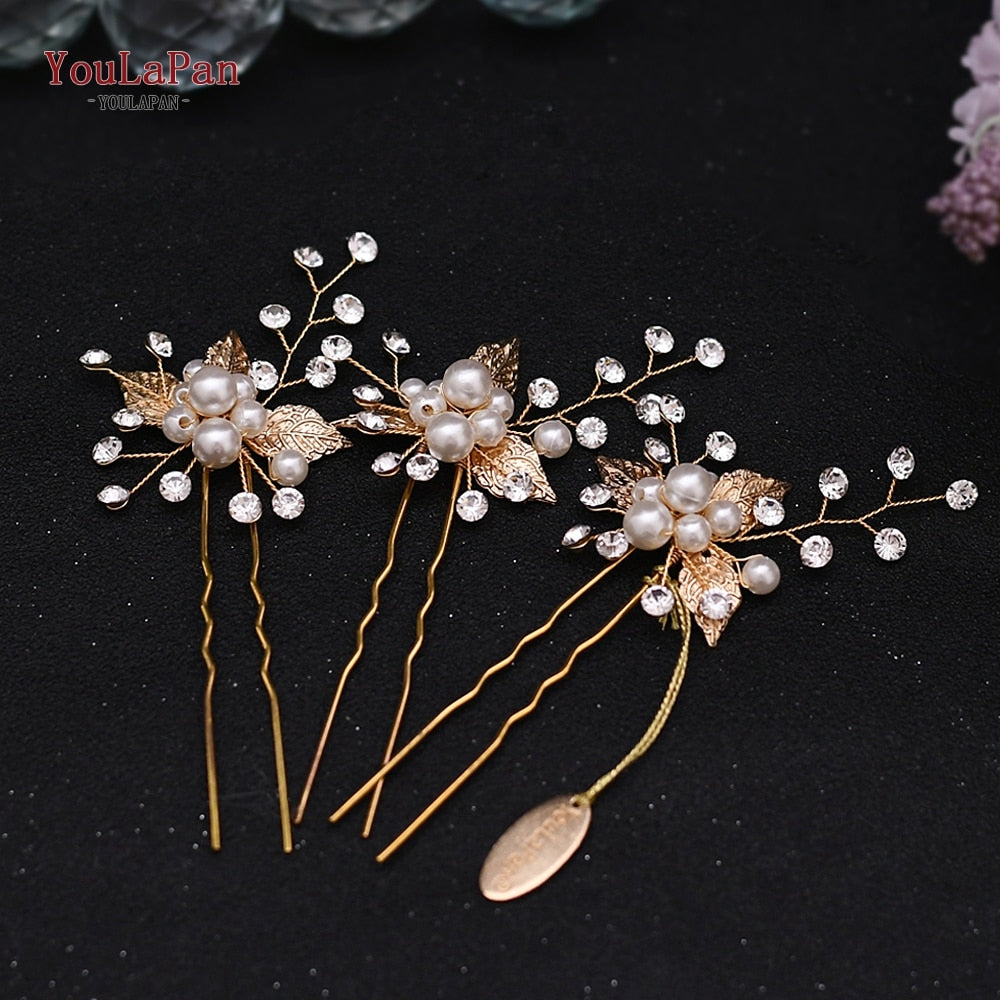 YouLaPan HP133 Rhinestone Crystal Bridal Hair Accessories Women Hair Comb Bride Hair Clips Flower Hair Pins Party Headpiece - Orchid Unique  Orchid Unique 