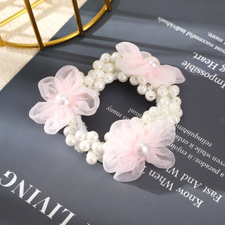 Levao Crystal Beads Hair Rope for Women Ponytail Scrunchies Elastic Hair Bands Beaded Rubber Hairband Hair Accessories - Orchid Unique 