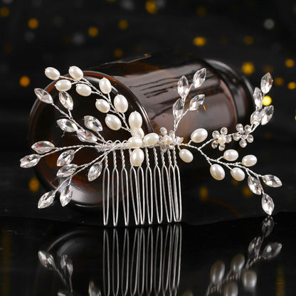 Rhinestone Bridal Hair Comb Pearl Tiaras - Orchid Unique 