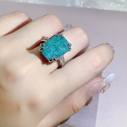 Luxury Emerald Paraiba Gemstone Ring - Orchid Unique 