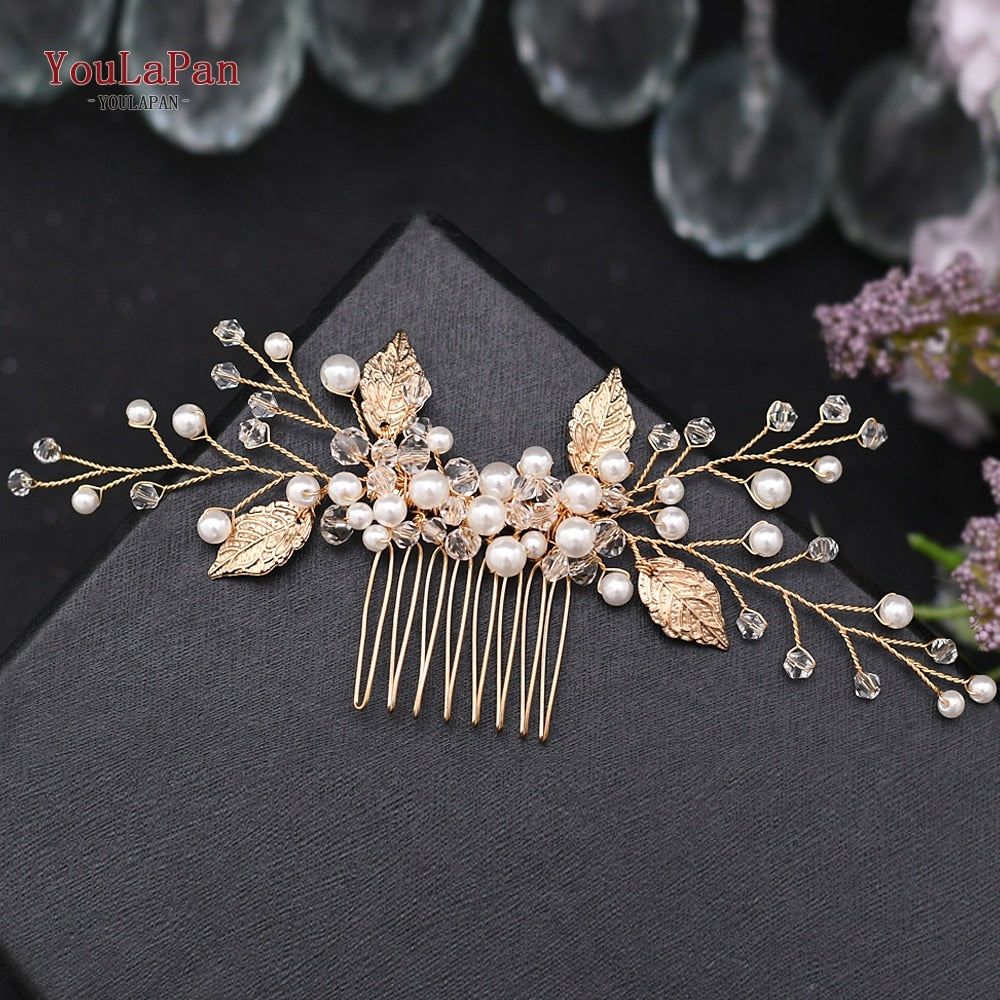 YouLaPan HP133 Rhinestone Crystal Bridal Hair Accessories Women Hair Comb Bride Hair Clips Flower Hair Pins Party Headpiece - Orchid Unique  Orchid Unique 