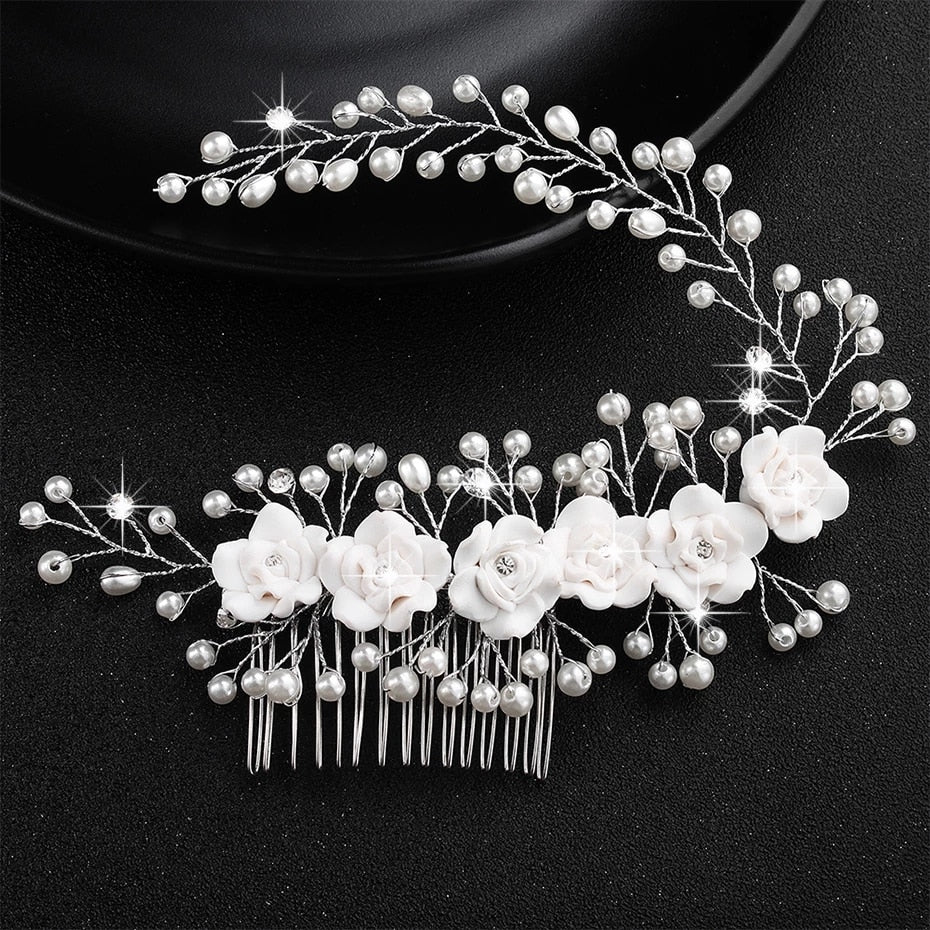 Rhinestone Bridal Hair Comb Pearl Tiaras - Orchid Unique  Orchid Unique 