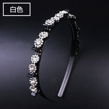 Fashion Pearl Non-Slip Rhinestone Hairbands Elastic Flower Women Hair Hoop Bands Headband Bezel Girls Hair Accessories Headdress - Orchid Unique 