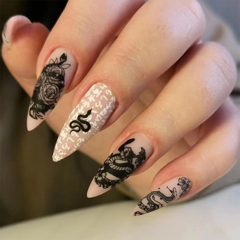 Fake Nails With stylish Decorations - Orchid Unique 