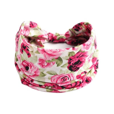 Boho Flower Print Wide Headbands - Orchid Unique 