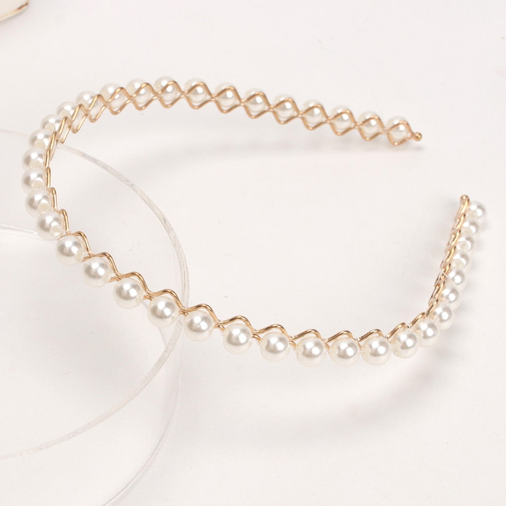 Fashion Pearl Non-Slip Rhinestone Hairbands Elastic Flower Women Hair Hoop Bands Headband Bezel Girls Hair Accessories Headdress - Orchid Unique 