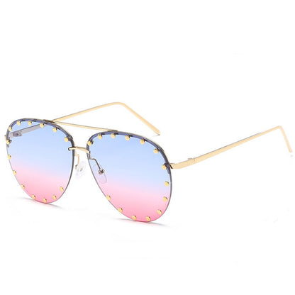 Metal Rivet Pilot Sunglasses - Orchid Unique 