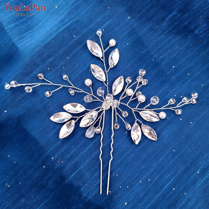 YouLaPan HP133 Rhinestone Crystal Bridal Hair Accessories Women Hair Comb Bride Hair Clips Flower Hair Pins Party Headpiece - Orchid Unique 