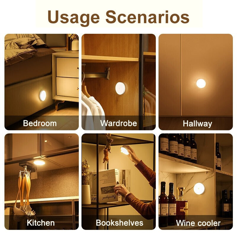 Wireless Round Motion Sensor LED Night Light - Orchid Unique  Orchid Unique 