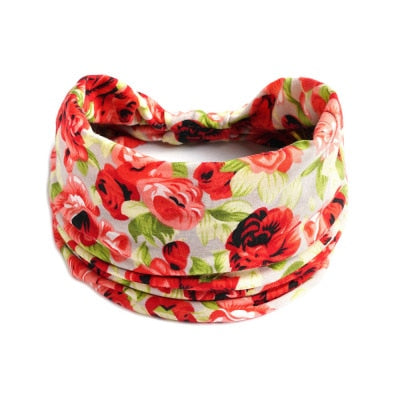 Boho Flower Print Wide Headbands - Orchid Unique 