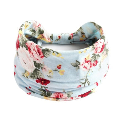 Boho Flower Print Wide Headbands - Orchid Unique 