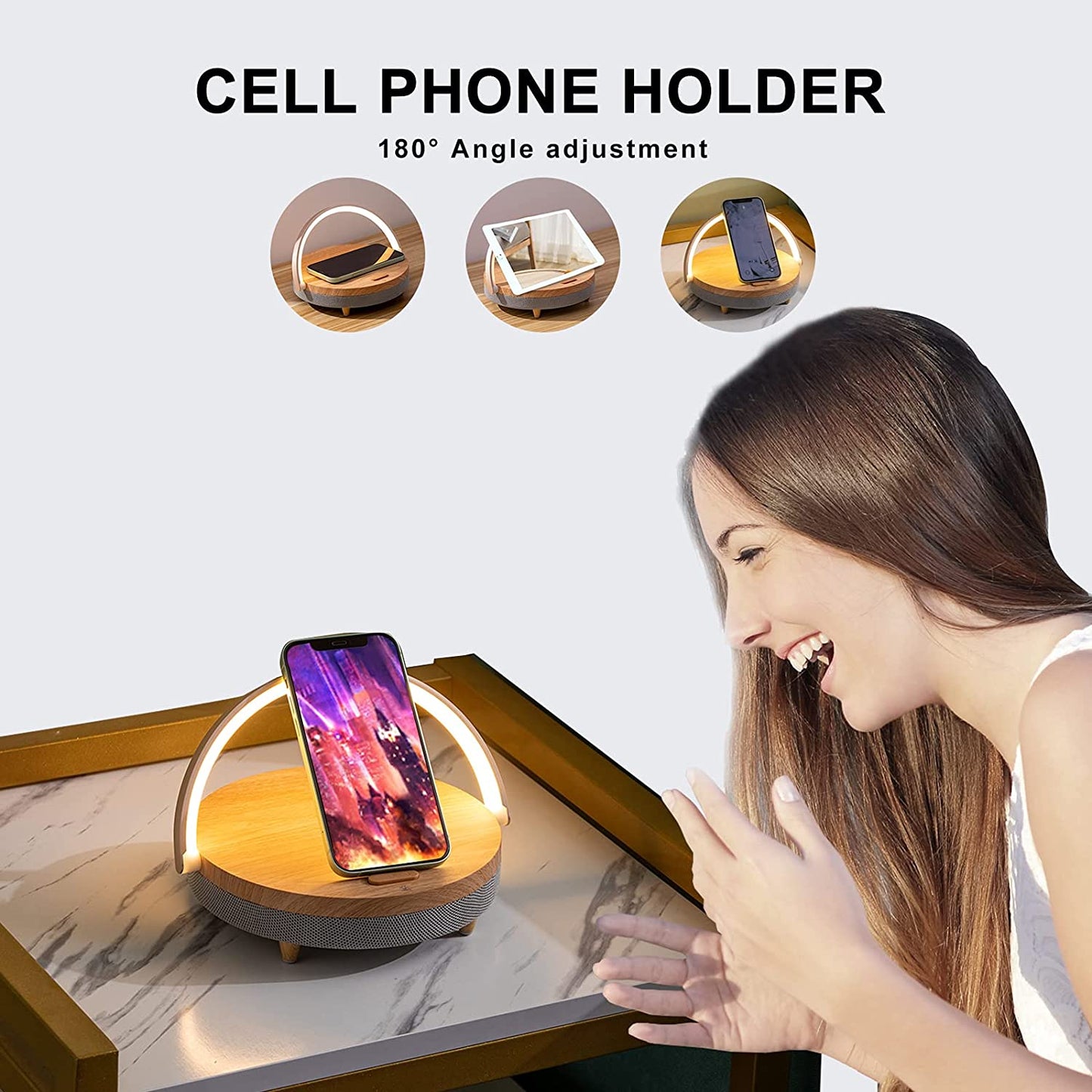 High Power Phone Stand Wireless/Wooden Charging Lamp - Orchid Unique  Orchid Unique 