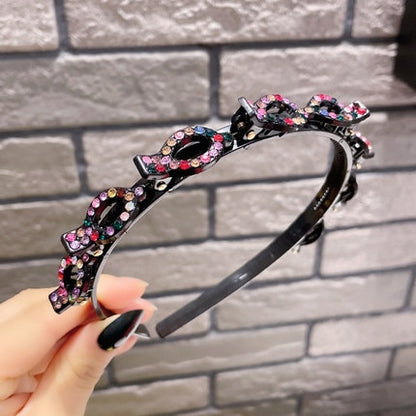 Fashion Pearl Non-Slip Rhinestone Hairbands Elastic Flower Women Hair Hoop Bands Headband Bezel Girls Hair Accessories Headdress - Orchid Unique 