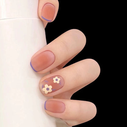 False Nails Coffin Almond Artificial Fake Nails - Orchid Unique 