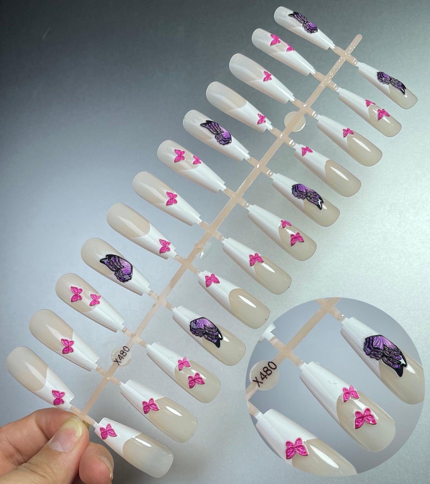 Matte Super Long Coffin False Nails - Orchid Unique  Orchid Unique 