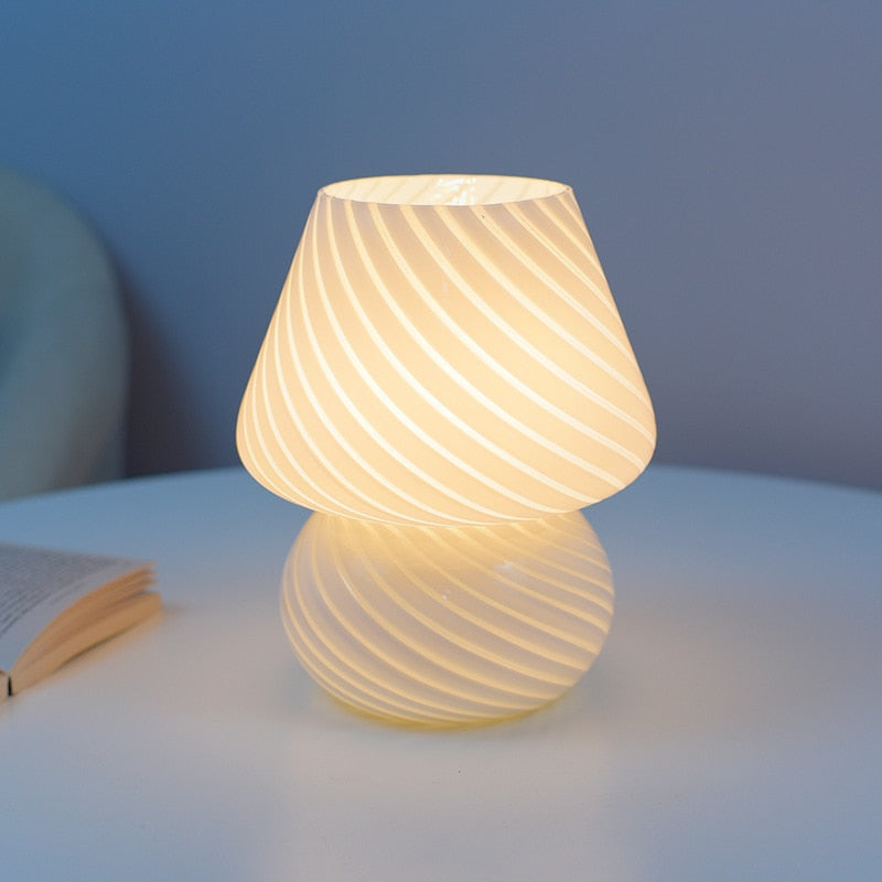 Striped Mushroom Glass LED Desk Lamp - Orchid Unique 