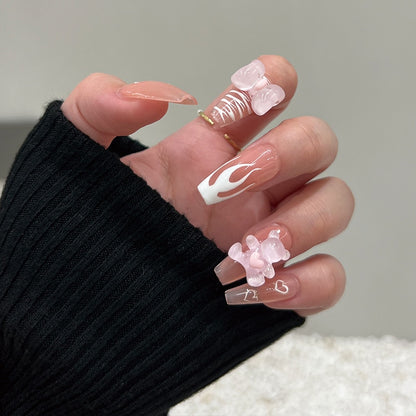 False Nails Coffin Almond Artificial Fake Nails - Orchid Unique 