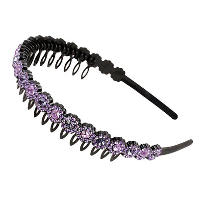 Fashion Pearl Non-Slip Rhinestone Hairbands Elastic Flower Women Hair Hoop Bands Headband Bezel Girls Hair Accessories Headdress - Orchid Unique 