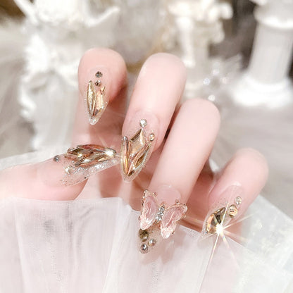 Short Fake Nails With Glue - Orchid Unique 