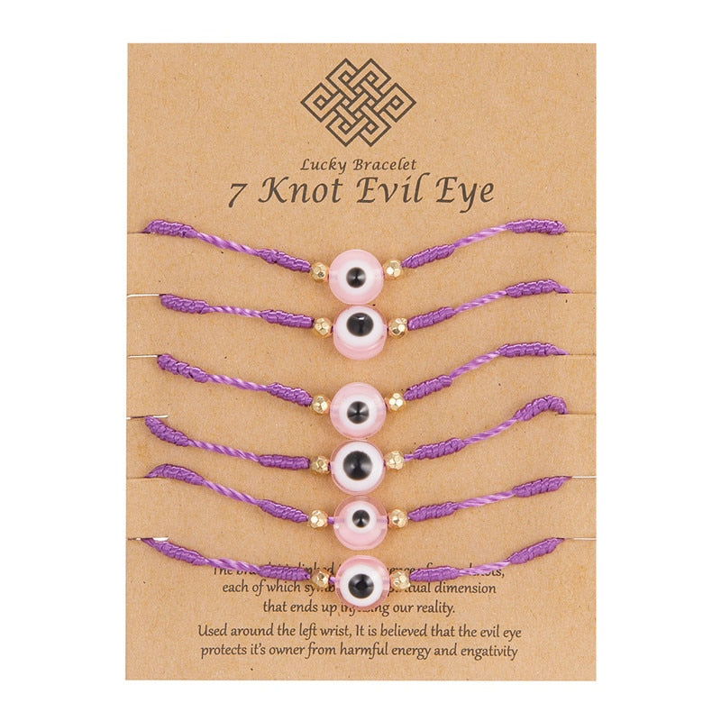 6Pcs Handmade Turkish Lucky Evil Eye Bracelets - Orchid Unique 