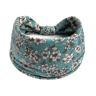 Boho Flower Print Wide Headbands - Orchid Unique 