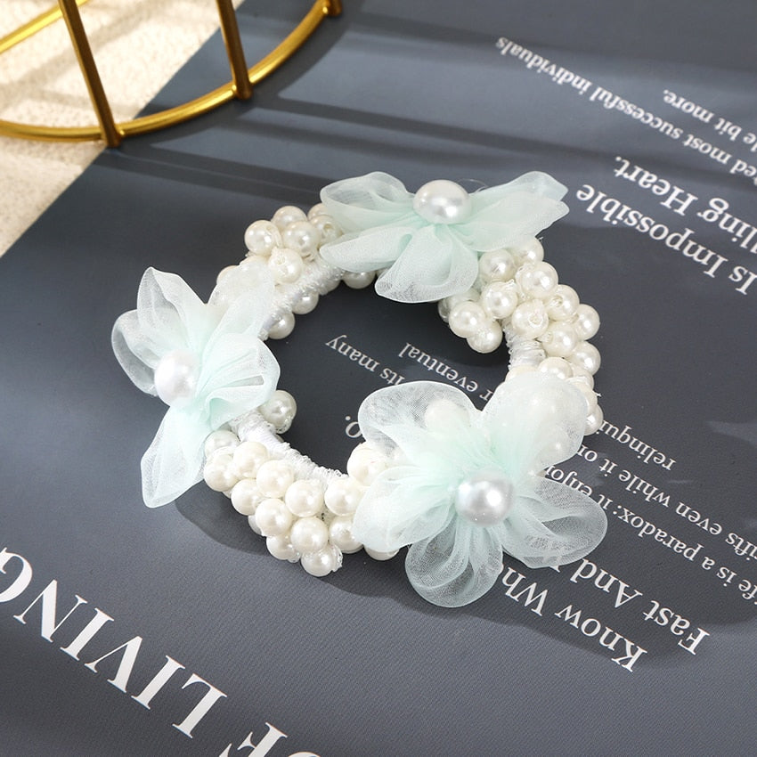 Levao Crystal Beads Hair Rope for Women Ponytail Scrunchies Elastic Hair Bands Beaded Rubber Hairband Hair Accessories - Orchid Unique  Orchid Unique 