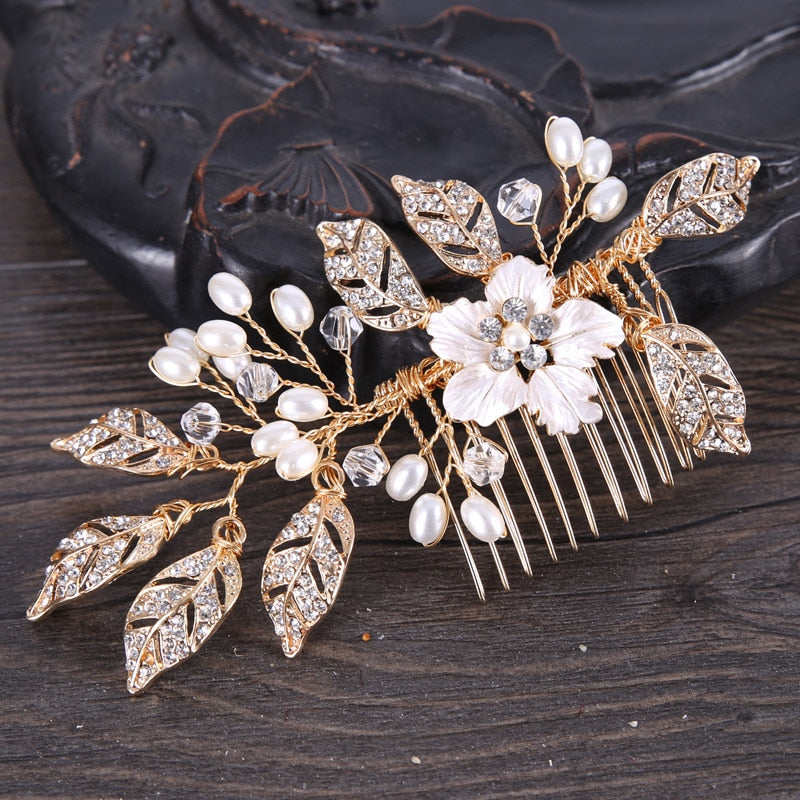 Rhinestone Bridal Hair Comb Pearl Tiaras - Orchid Unique  Orchid Unique 