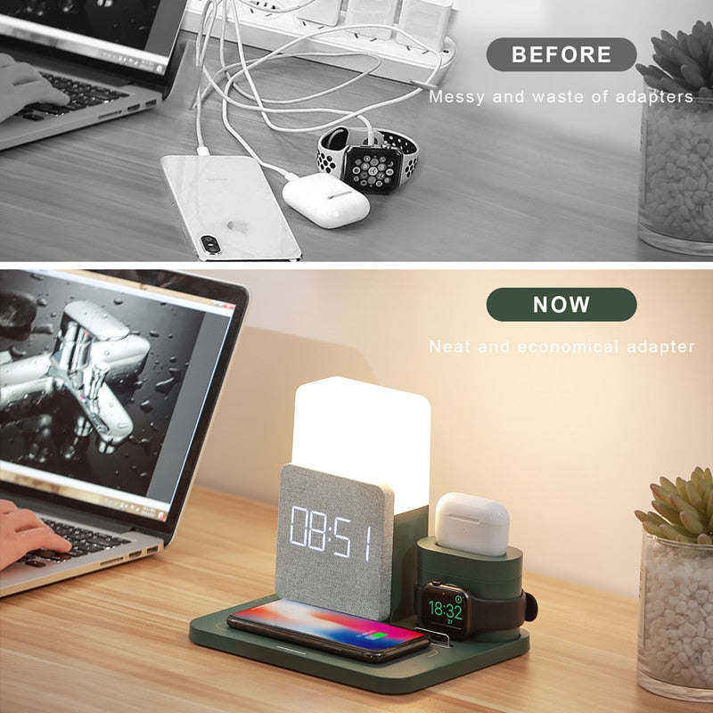 4-In-1 Fast Wireless Charger and Alarm Clock - Orchid Unique 