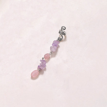 Colored Natural Stone Pendant Hair - Orchid Unique 