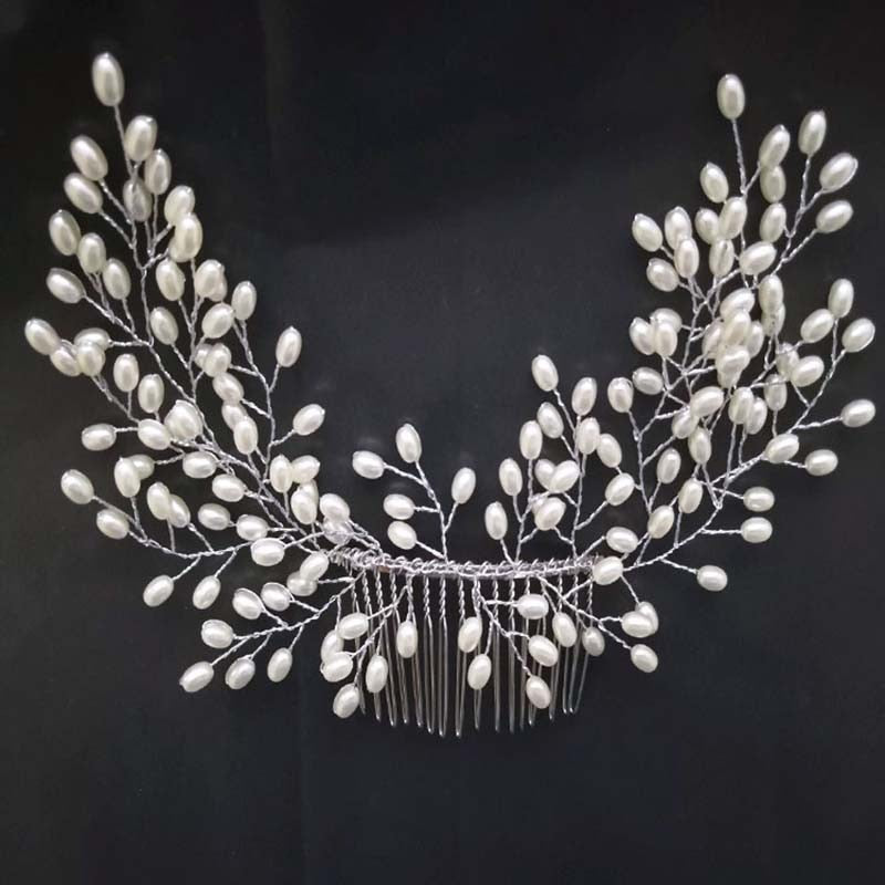 Pearl Crystal Wedding Hair Combs - Orchid Unique 